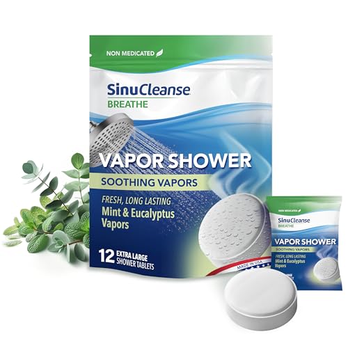 Sinucleanse Vapor Shower Steamers, All Natural Eucalyptus & Mint Aromatherapy, 12 Extra Large Vapor Shower Tablets, Relaxation and Spa Gifts for Women Beauty and Personal Care SinuCleanse