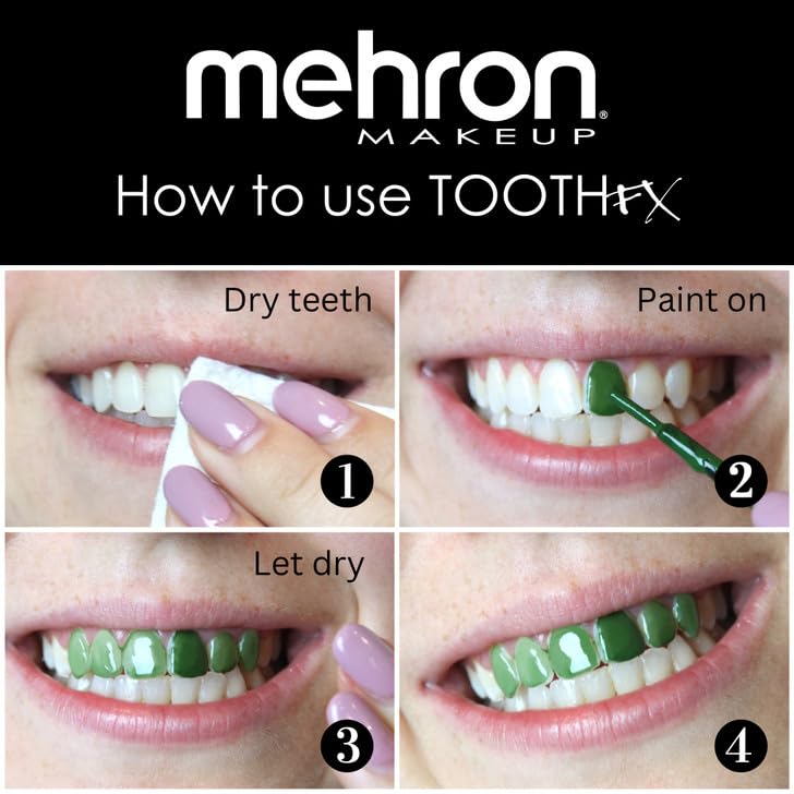 Mehron Makeup Tooth FX Spinach | Temporary Green Tooth Paint | Perfect for Creating Green Teeth FX & Rotten Teeth Makeup for Halloween, Cosplay