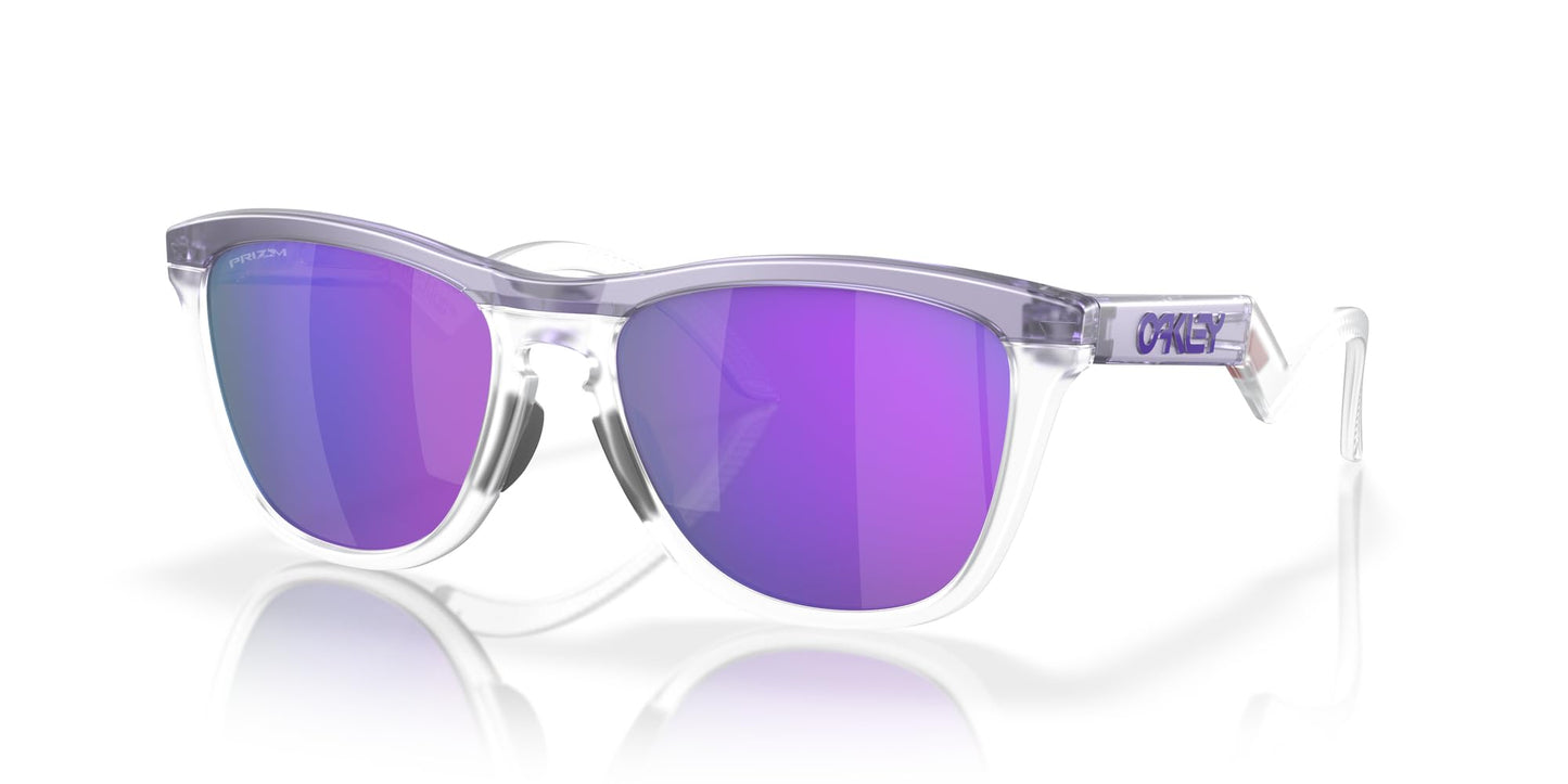 Oakley OO9289 Frogskins Hybrid Round Sunglasses, Matte Transparent Lilac/Clear/Prizm Violet, 55 mm