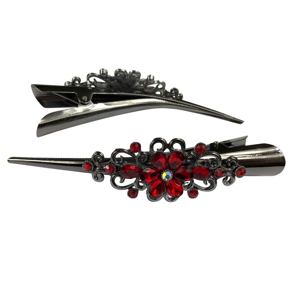 Large Retro Metal Hair Clips Flower Duck Bill Clips Rhinestone Hair Barrettes with Teeth Hair Pins Hair Slide Stylish for Women Girl Hair Jewelry