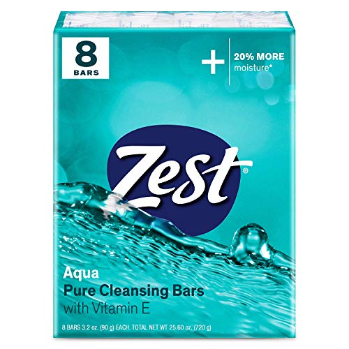 Zest Invigorating Aqua Bar Soap - 8 Bars - Refreshing Rich Lather Rinses Your Body Clean and Leaves You Feeling Moisturized with Vitamin E for Smooth
