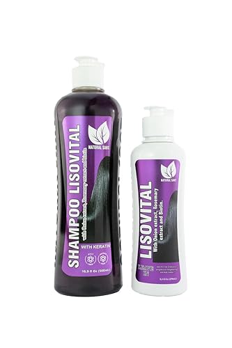 Natural Sant - Liso Vital duo kit - Shampoo & Leave-In Conditioner, Anti Frizz, Heat Protectant for Hair with Red onion extract, Biotin & Rosemary