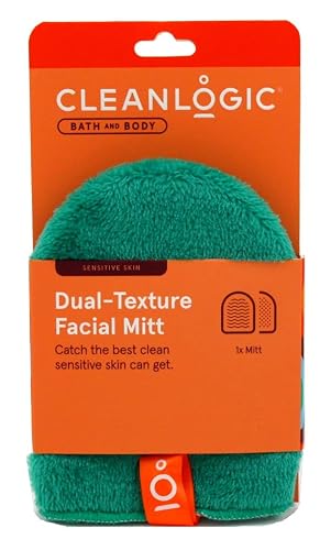 Clean Logic Dual-Texture Facial Mitt Sensitive Skin (Pack of 3)