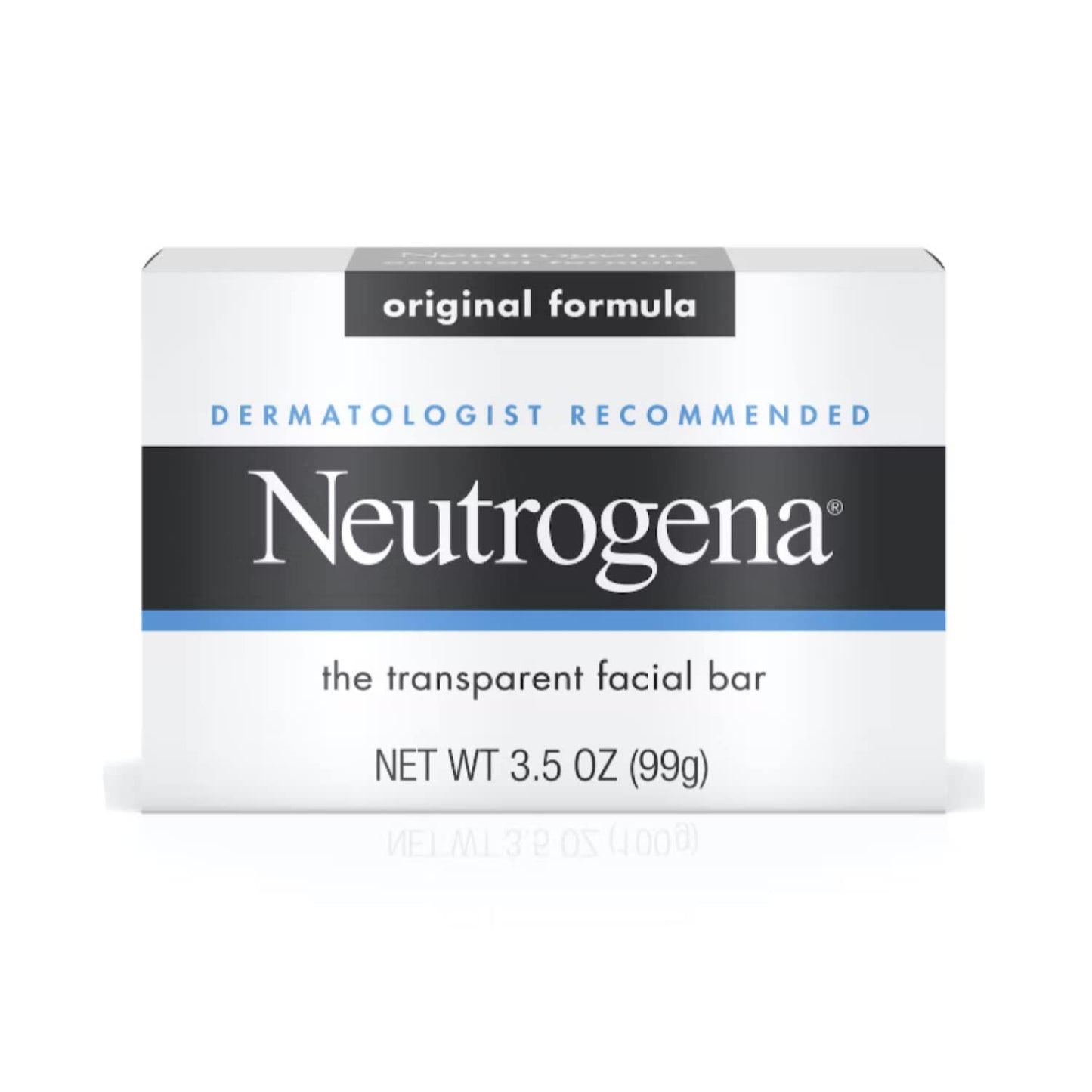 Neutrogena Original Gentle Facial Cleansing Bar with Glycerin, Pure & Transparent Face Wash Bar Soap, Free of Harsh Detergents, Dyes & Hardeners, 3.5