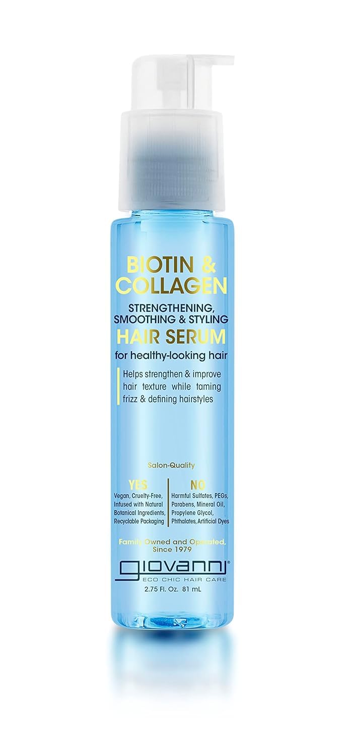 GIOVANNI Biotin & Collagen Hair Serum - Hair Strengthening, Smoothing & Styling, Vegan, Cruelty-Free, Infused with Natural Botanical Ingredients