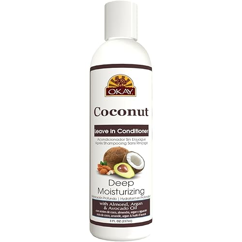 OKAY Coconut Leave In Conditioner - Hair Moisturizer For Women And Men, Contains Castor Seed Oil, Natural Hair Product For Hair Growth, Curly Hair
