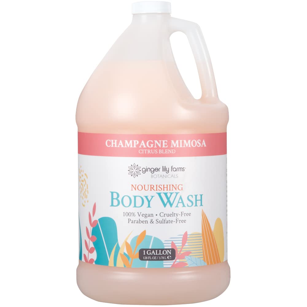 Ginger Lily Farms Botanicals Nourishing Body Wash, Champagne Mimosa, 100% Vegan & Cruelty-Free, Citrus Blend Scent, 1 Gallon Refill (Pack of 4) Beauty & Personal Care Ginger Lily Farms