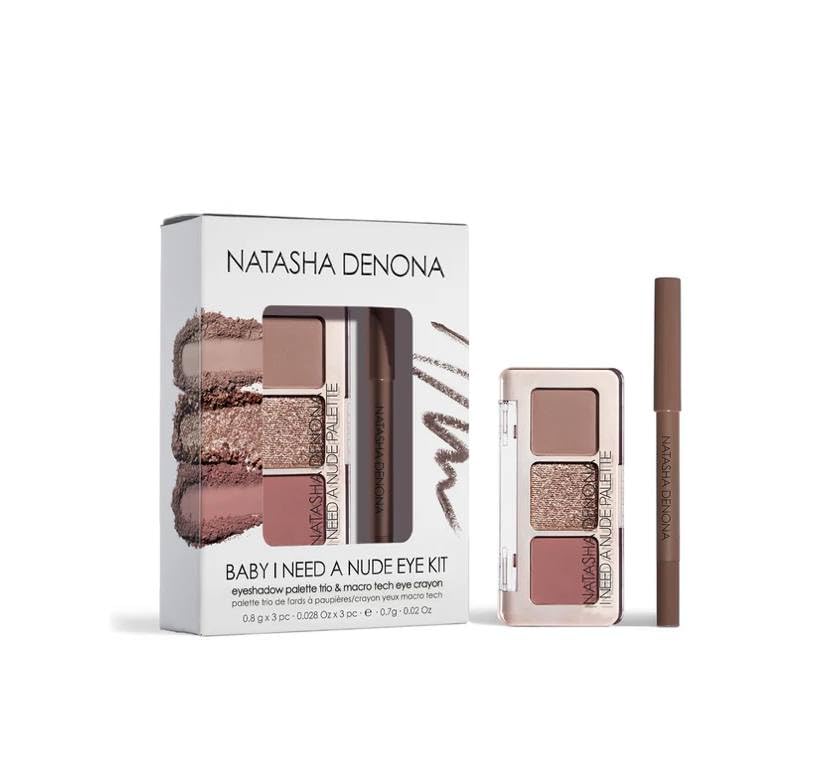 Natasha Denona BABY I NEED A NUDE EYE KIT - Baby Eyeshadow Palette & Macro Tech Eye Crayon Kit + Bonus Premium Korean Sheet Masque with Collagen