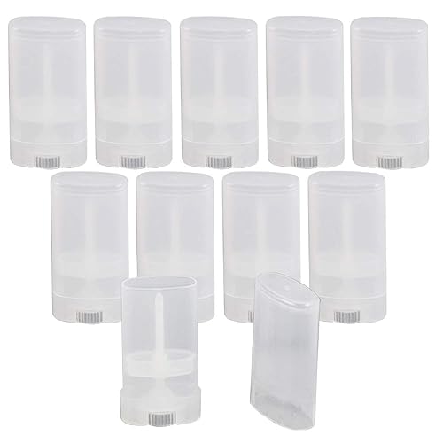 10PCS 15ml 0.5oz Clear Empty Plastic Oval DIY Lipstick Lip Balm Lip Gloss Tubes Deodorant Crayon Chapstick Tube Bottle Containers Oval Holder Case