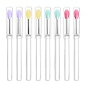 LORMAY Silicone Lip Brushes with Transparent Handles and Caps. Perfect Tools for Applying Cream Lip Mask, Eyeshadow, and Lipstick (8pcs, Multicolor)