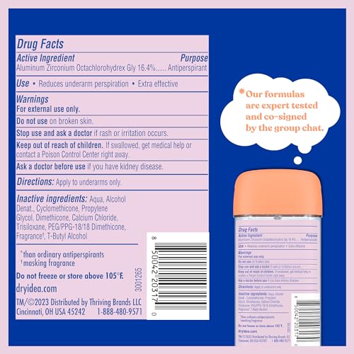 Dry Idea Gel Deodorant & Antiperspirant for Women - Hypoallergenic for Sensitive Skin, 2X Longer Sweat Protection