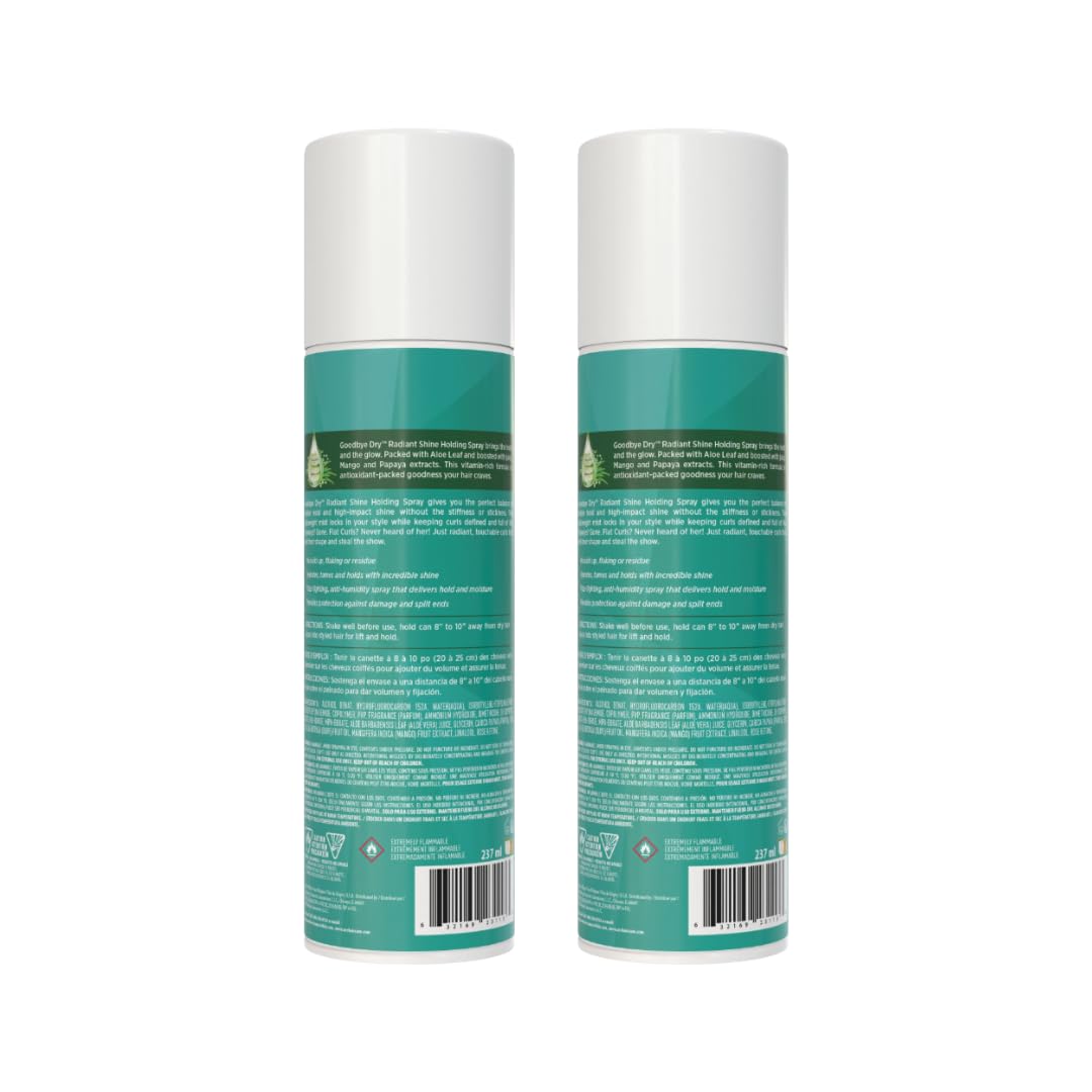 ORS Olive Oil Goodbye Dry Radiant Shine Holding Spray with Aloe, Mango & Papaya, Hydration & Nourishing for all Hair Types and Textures 8 Ounces (Pack