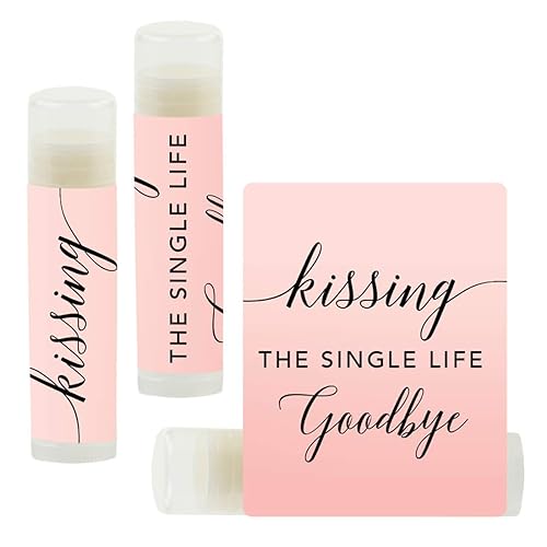 Andaz Press Blush Pink Rose Elegant Bridal Shower Engagement Party, Lip Balm Chapstick Favors, Kissing The Single Life Goodbye, 12-Pack, Bridal Shower