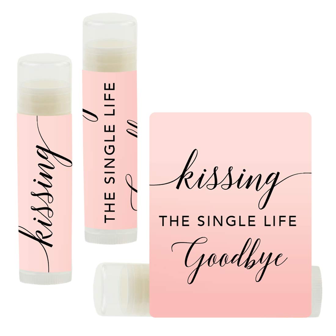 Andaz Press Blush Pink Rose Elegant Bridal Shower Engagement Party, Lip Balm Chapstick Favors, Kissing The Single Life Goodbye, 12-Pack, Bridal Shower