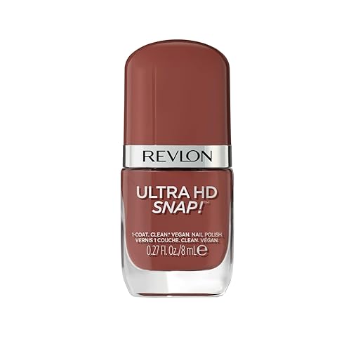 REVLON Ultra HD Snap Nail Color, Natural Rich Glossy Polish, 100% Vegan Formula, No Base or Top Coat Needed, 013 Basic, 0.27 fl oz