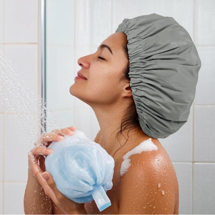 Edoneery Reusable Shower Caps for Women, Waterproof Long Hair Bonnet Beauty and Personal Care Edoneery