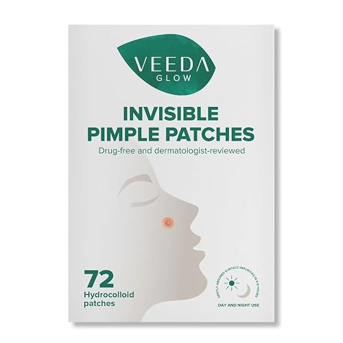 Veeda Glow Pimple Patches - Hydrocolloid Acne Stickers for Fast Healing, Invisible & Non-Irritating Zit Covers, Blemish Spot Treatment, 72 Count