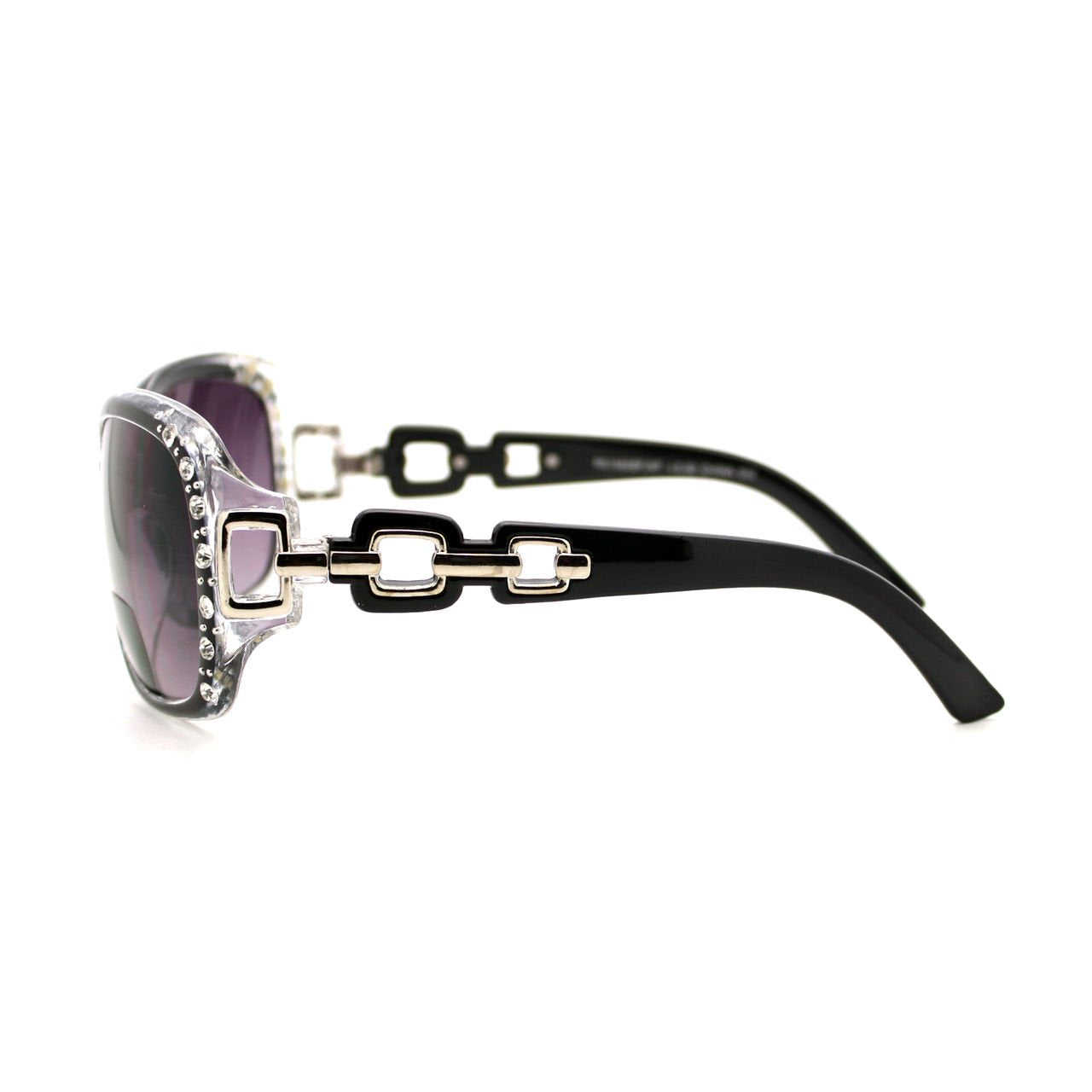 Womens Bifocal Lens Sunglasses Oversized Square Rhinestone Frame Black +3.00
