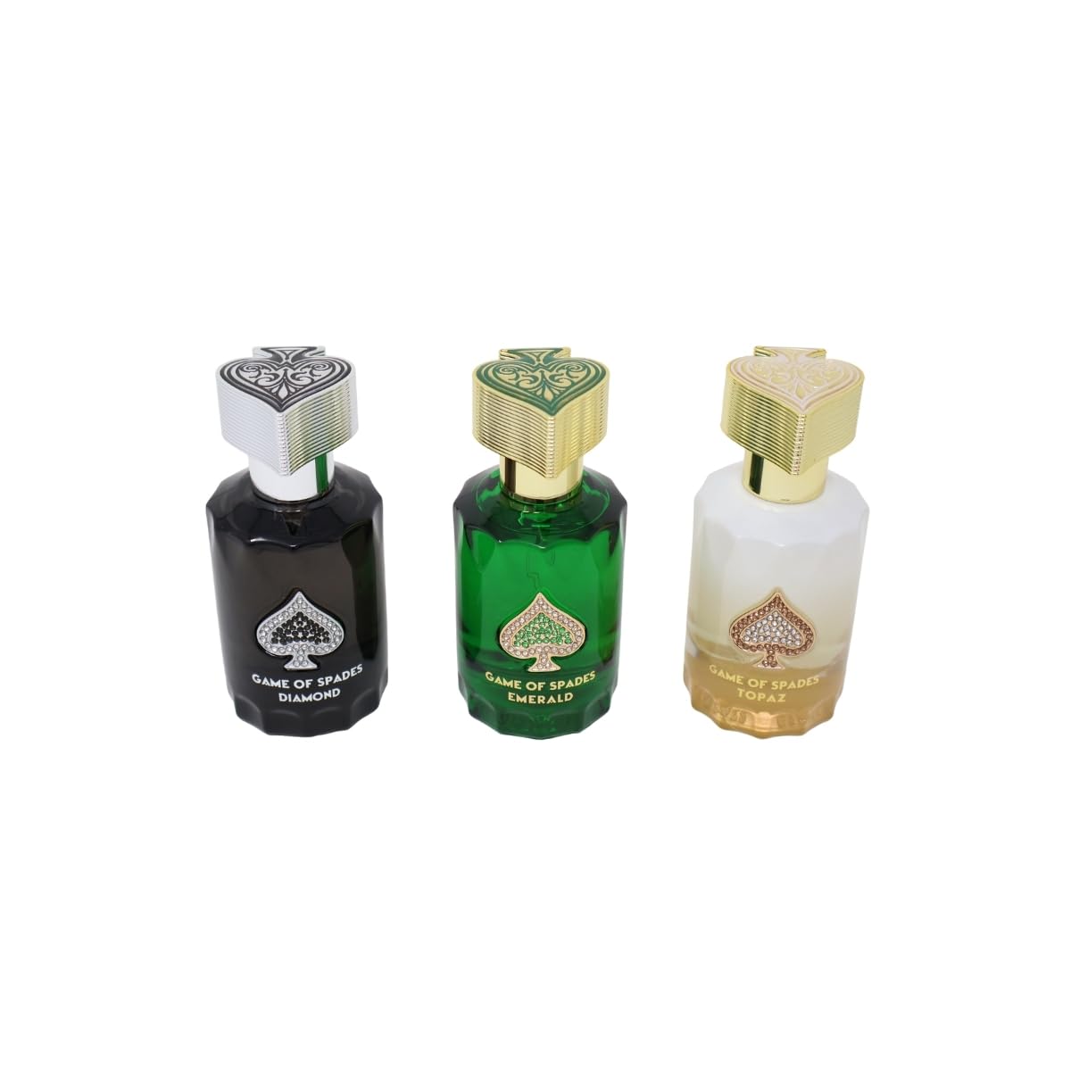 Jo Milano Game of Spades TOPAZ, EMERALD and DIAMOND 3 pcs 30ml Parfum spray Diamond Collection SET for Unisex NEW