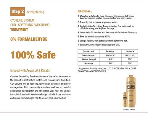 Cysteine System Curl Softening Smoothing Treatment and Keratin Daily Care Shampoo & Conditioner 4PCS Set Professional Results Straightens and Smooths