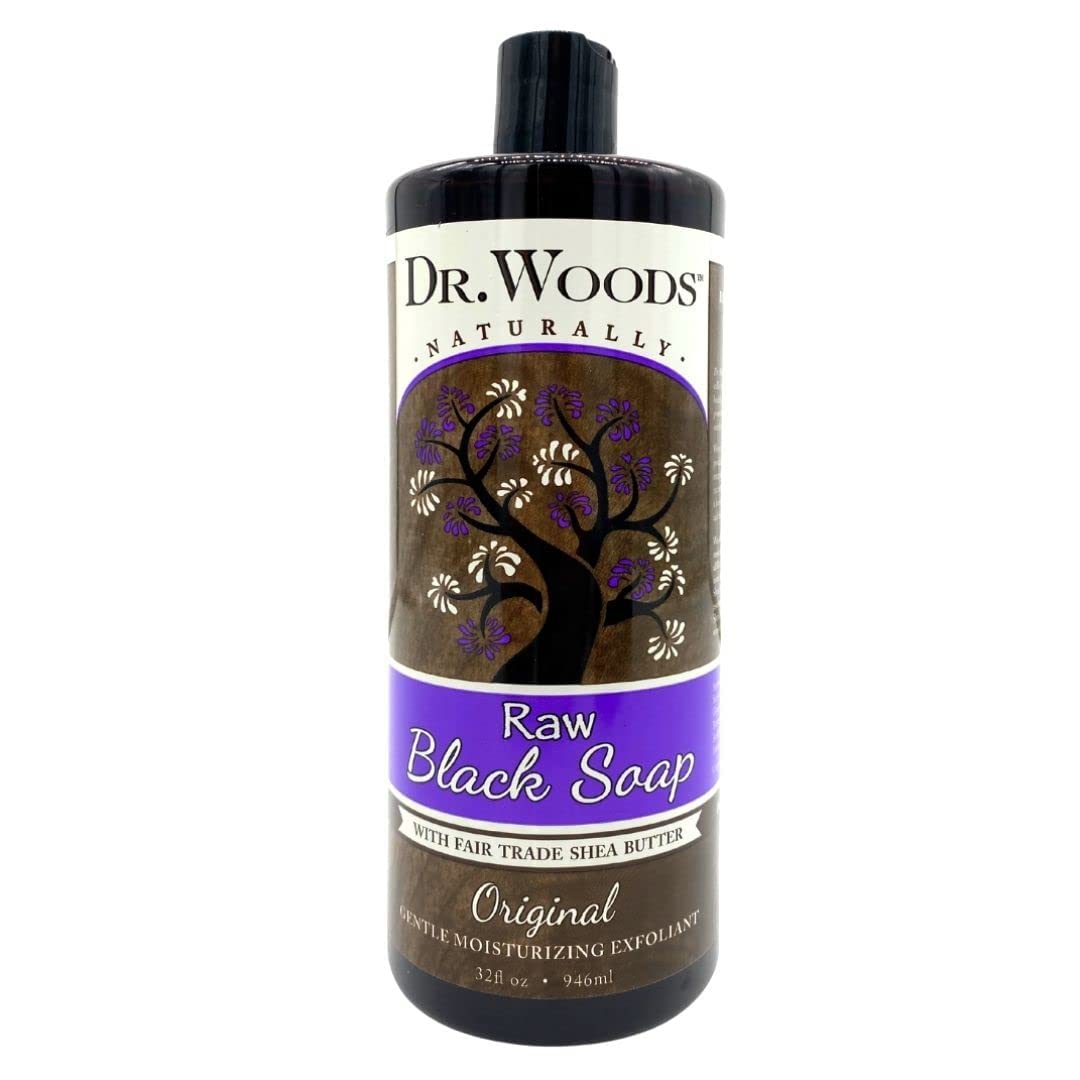 Dr. Woods Naturally Original Gentle Moisturizing, Raw Black Soap 32 oz (Pack of 12)