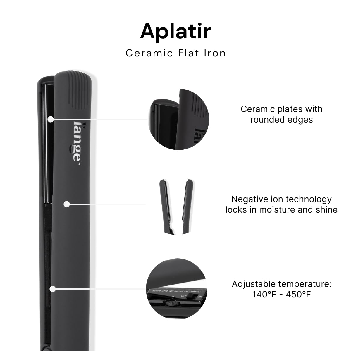 L'ANGE HAIR Aplatir Ceramic 1" Flat Iron | Adjustable Temp & Dual Voltage Hair Straightener | Tourmaline-Infused Plates for Smooth, Frizz-Free Styling