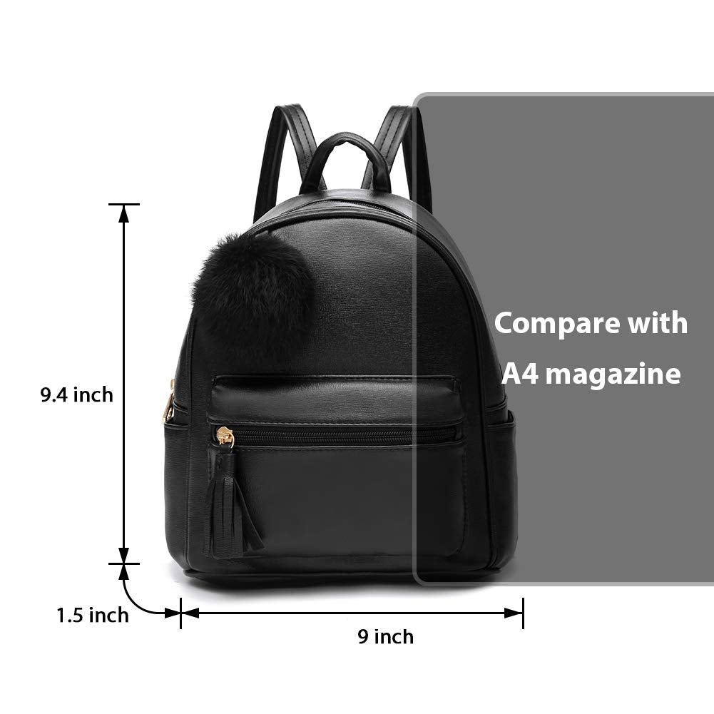 IHAYNER Mini Backpack Purse for Girls Teens Women Purses PU Leather Pom Backpack Shoulder Bag