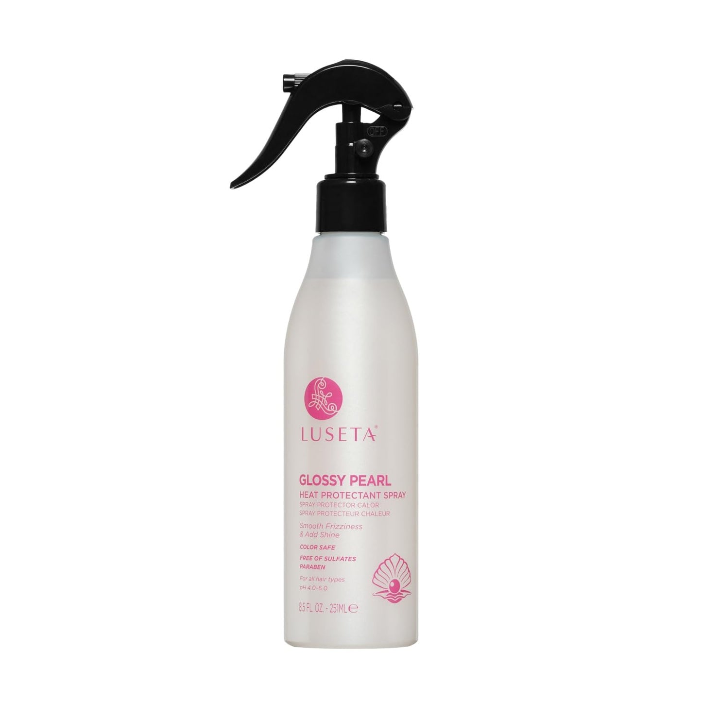Luseta Glossy Pearl Heat Protectant Spray Smoothing Thermal Protection Treatment Enhance Shine and Add Strength for All Hair Types Protect Hair from