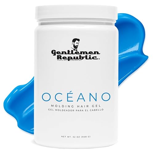 Gentlemen Republic Oceano Men's Hair Gel 32oz - Strong Touchable Hold and High Shine Styling Gel for Hair, 100% Alcohol-Free Professional Formula