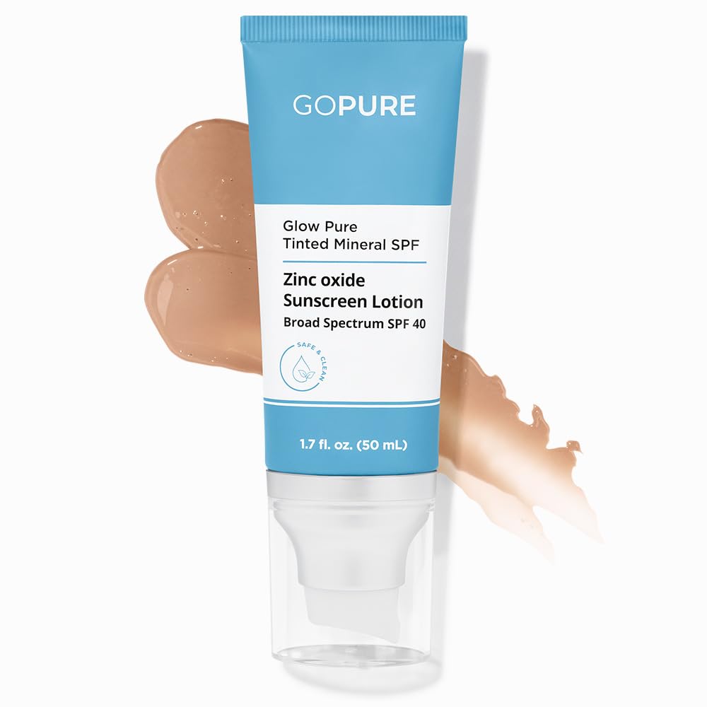 goPure Glow Pure Tinted Mineral SPF 40 PA+++ Face Sunscreen – Dermatologist-Tested Tinted Moisturizer with SPF, Reef-Friendly, Fragrance-Free
