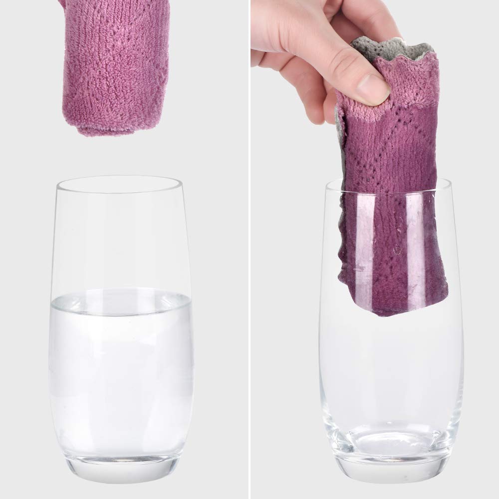 OstWony 12-Pack Kitchen Dish Towels – Double-Sided Microfiber Cleaning Cloths for Dishes, Furniture, Car & More, 10"x6" Reusable Rags