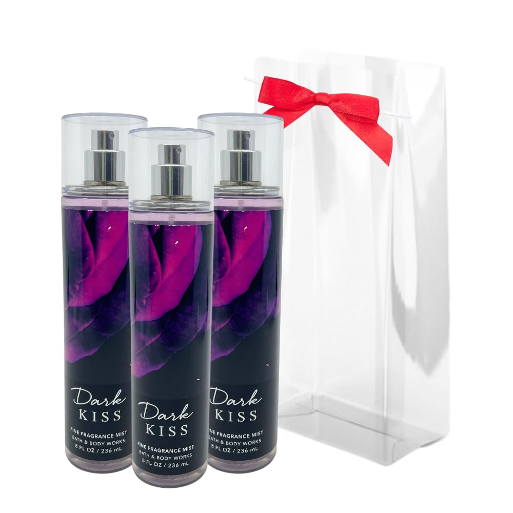 Bath & Body Works Dark Kiss Mist 8 Fluid Ounce - Pack of 3 Gift Set for Women