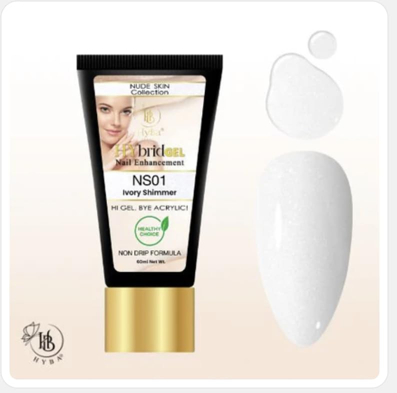 HyGEL Hybrid Nail Gel, Nude Skin Collection SINGLES, 60ml (Ivory Shimmer, NS01) Beauty & Personal Care HYBA