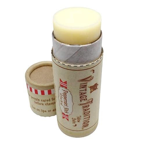 Vintage Tradition Moisturizing Beef Tallow Lip Balm - Tube Lip Moisturizer with Peppermint Essential Oil Hydrates & Soothes Dry Lips - Grass-Fed