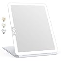 WEILY Portable Travel Mirror Makeup Mirror with 72 LED Lights, Touch Screen Three Colors Dimmable,Ultra Thin, 2000 mAh USB Rechargeable Foldable