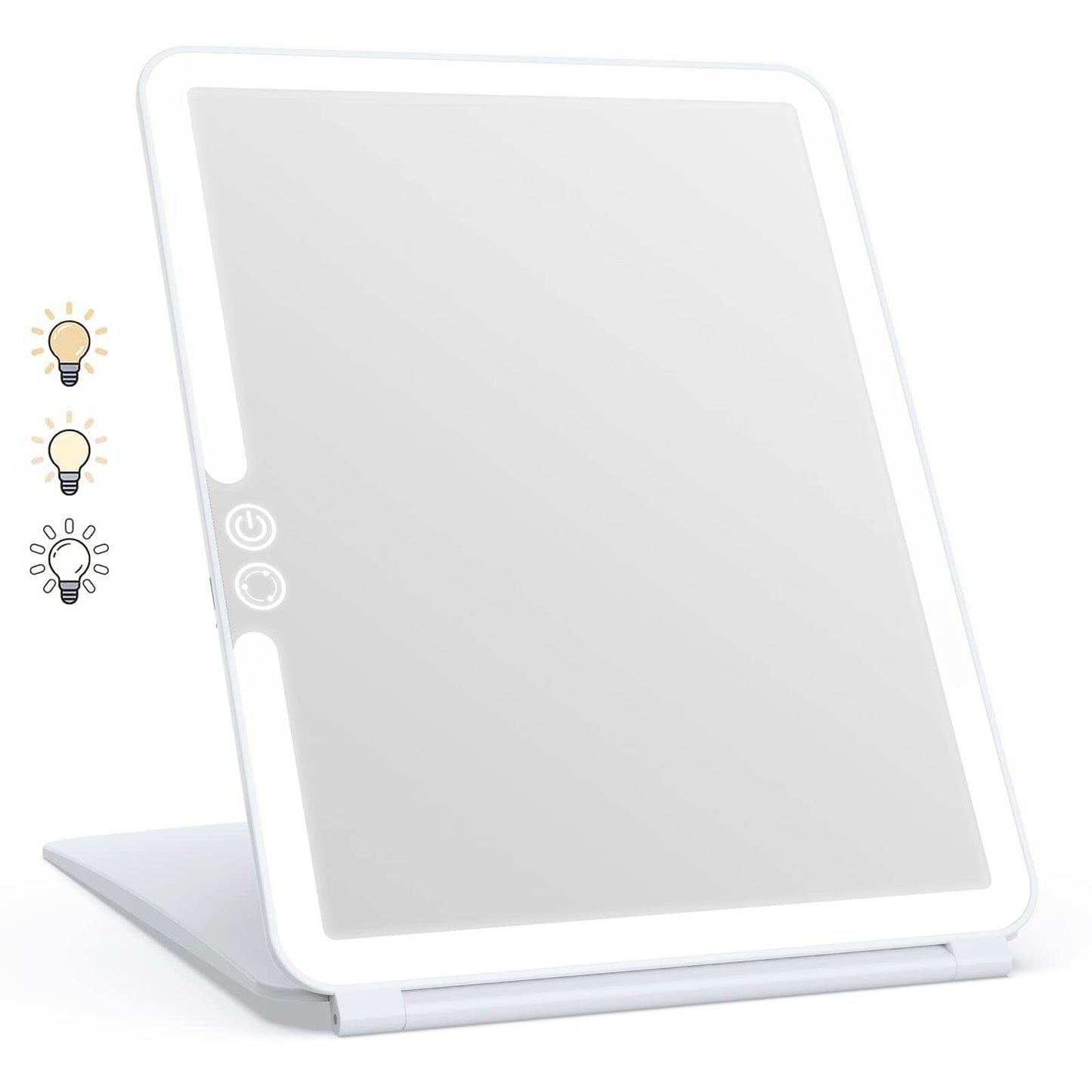 WEILY Portable Travel Mirror Makeup Mirror with 72 LED Lights, Touch Screen Three Colors Dimmable,Ultra Thin, 2000 mAh USB Rechargeable Foldable