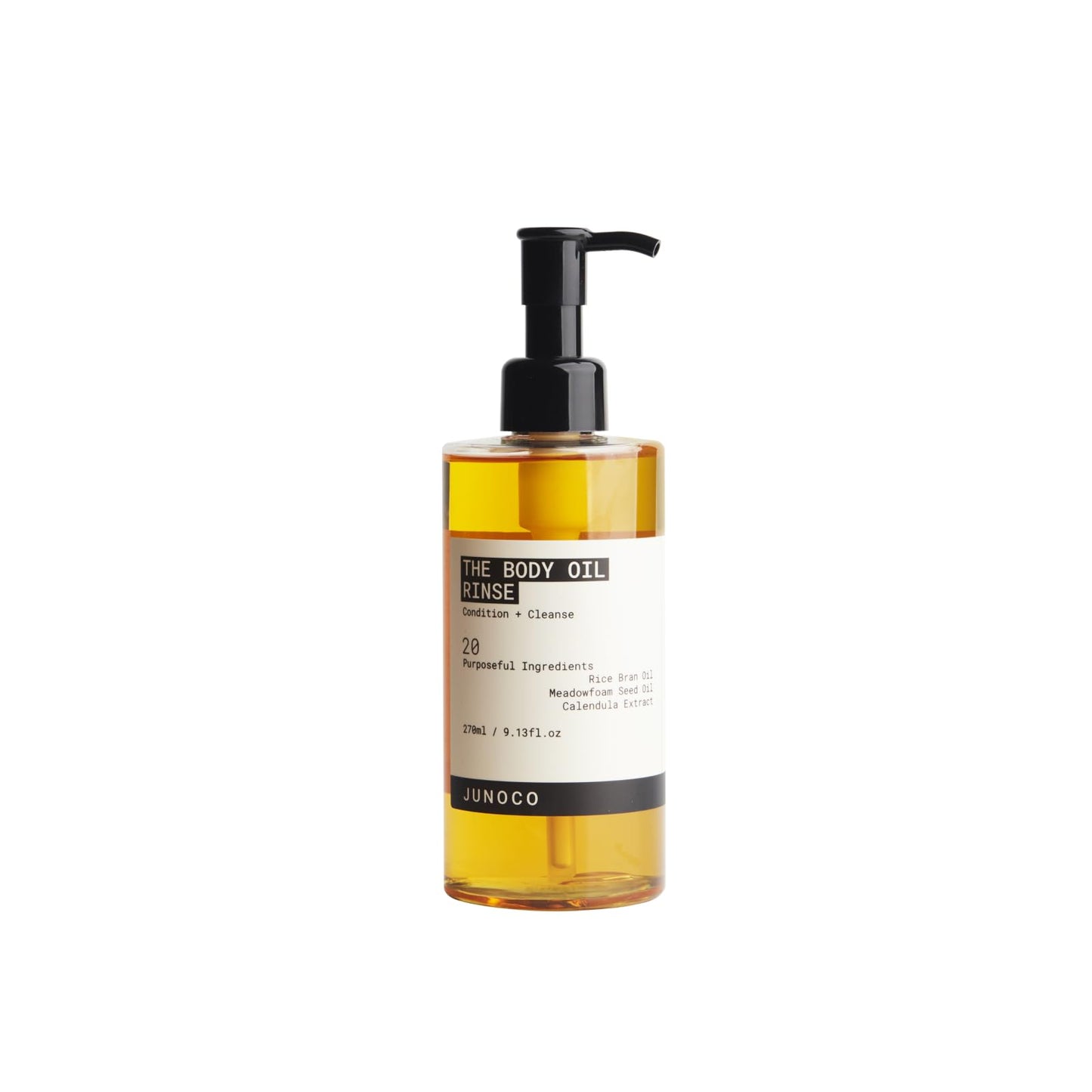 JUNO & Co. Body Oil Rinse Shower Cleanser, Hydrating Wash with Rice Bran, Meadowfoam Seed & Calendula, Softening & Balancing for Dry or Sensitive