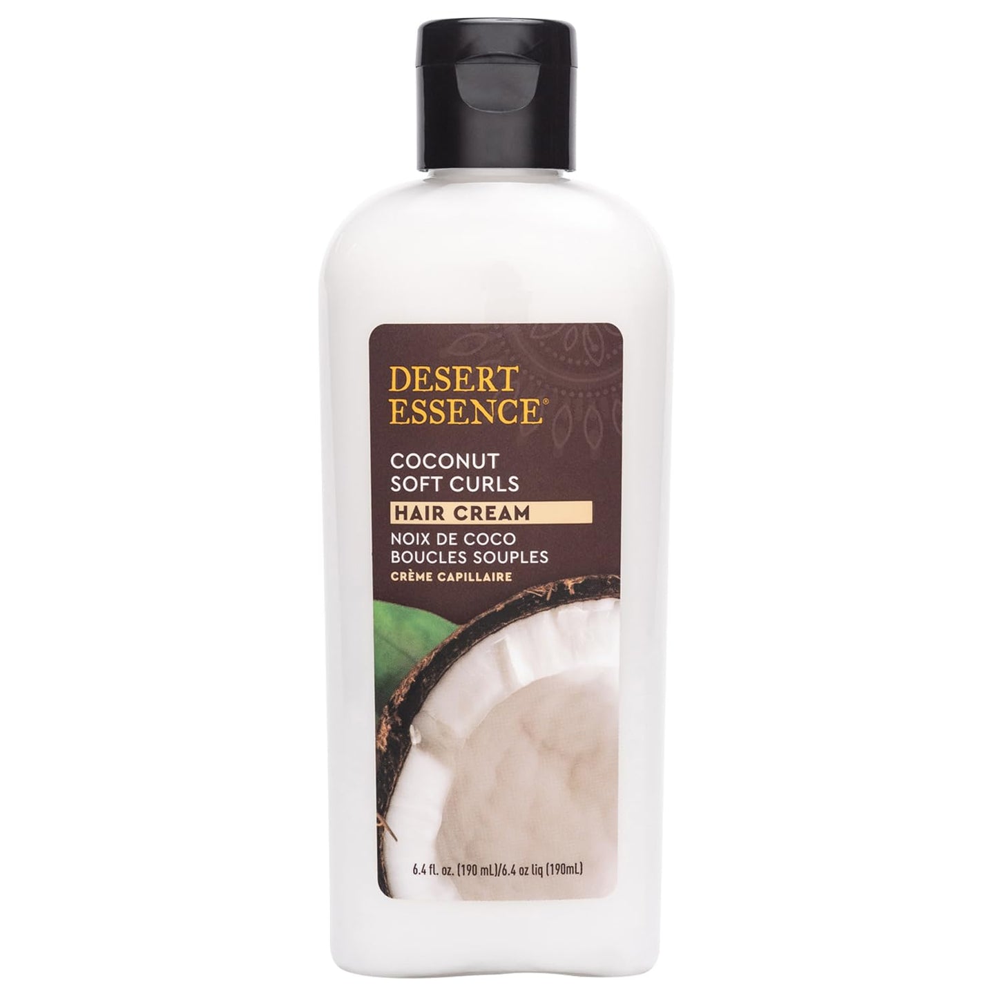 Desert Essence Coconut Soft Curls Hair Cream - Botanically-Based Curl Cream for Curly Hair - Silicone-Free - Hydrating with Coconut Oil, Black Oat
