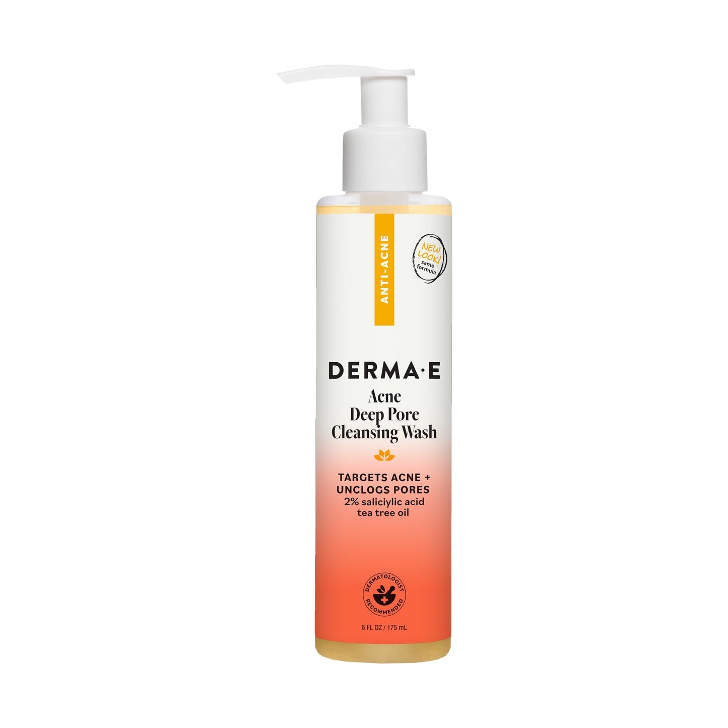 Derma E Acne Deep Pore Cleansing Wash - Blemish Control Facial Cleanser with Salicylic Acid - Gentle Oil Control Face Wash Soothes and Balances Skin