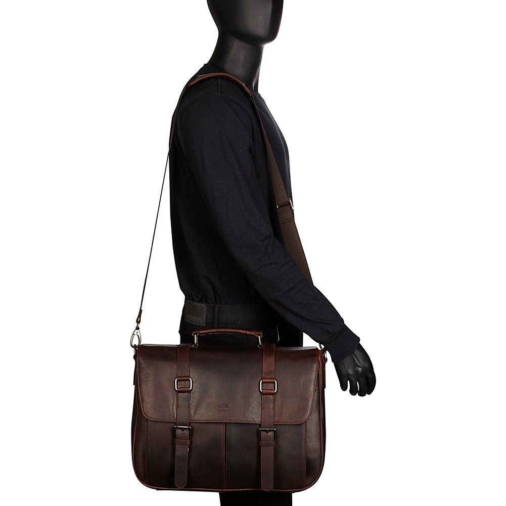 Mancini Leather Goods Single Compartment 15" Laptop Briefcase with RFID Secure