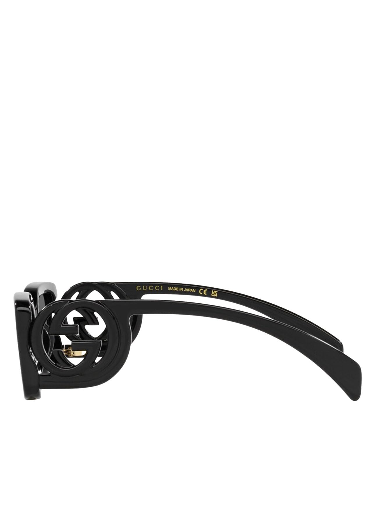 Gucci Women's Chaise Lounge Narrow Rectangular Sunglasses, Black-Black-Grey, One Size