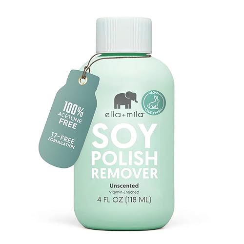 ella+mila Soy Nail Polish Remover - Unscented, Non-Acetone, Non-Toxic Fingernail Polish Remover for Natural Nails - Gentle, Vegan Formula Enriched