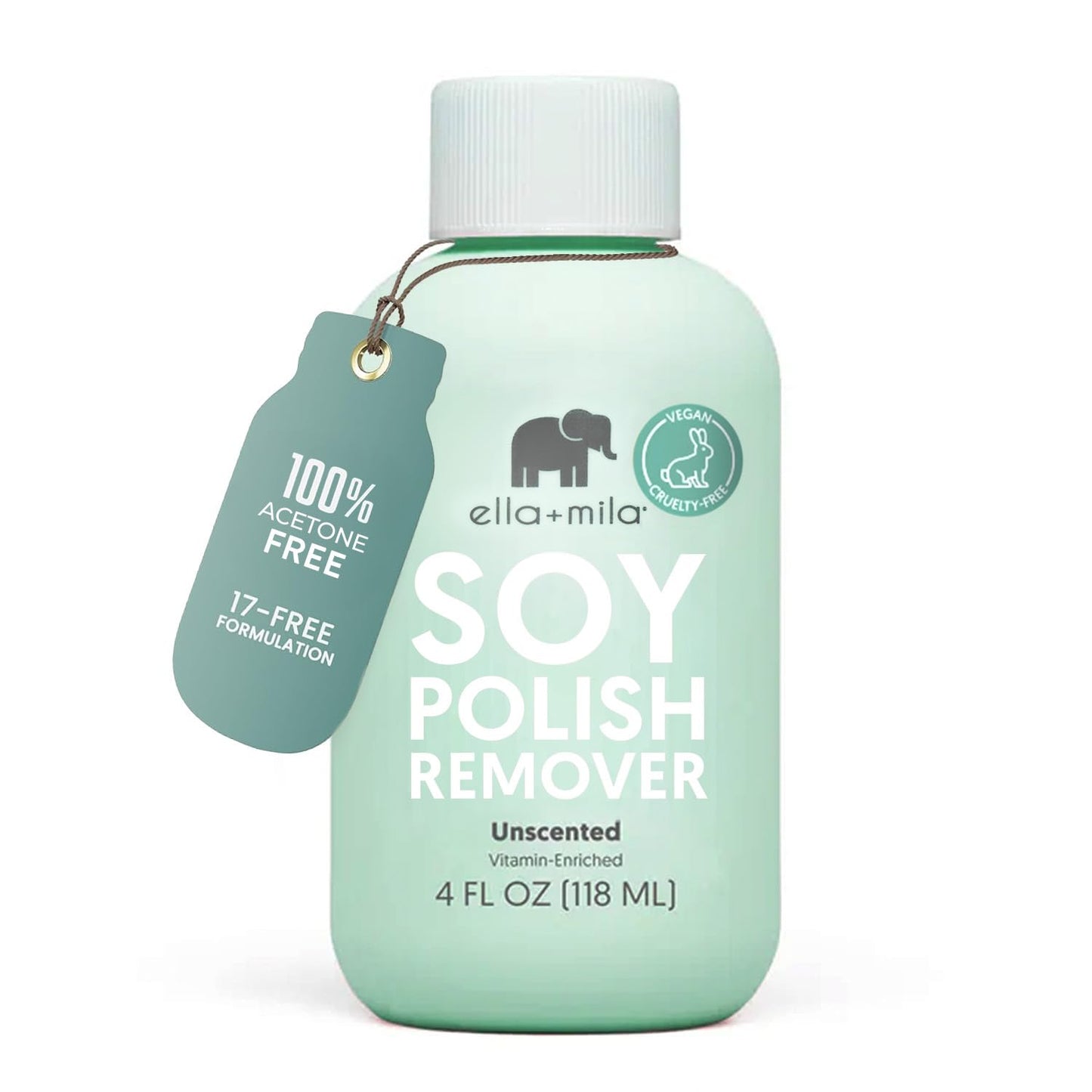 ella+mila Soy Nail Polish Remover - Unscented, Non-Acetone, Non-Toxic Fingernail Polish Remover for Natural Nails - Gentle, Vegan Formula Enriched