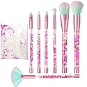Hawetimher Makeup Brush Set Pink Glitter,Unicorn Foundation Sparkles Cute Fan Powder Blush Lip Highlight Eye shadow Eyebrow Makeup Brushes Set