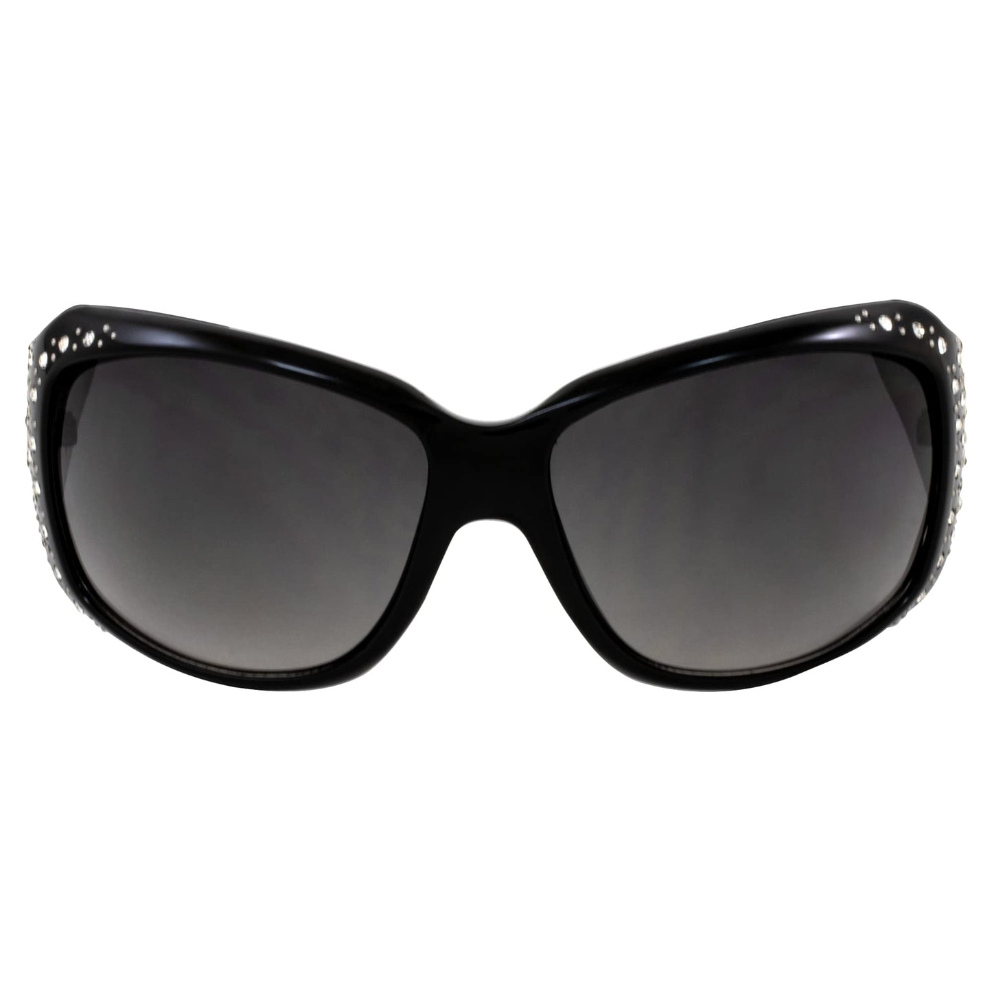 Rodeo Queen 2 Pairs of Studded Horseshoe Sunglasses for Women Black Frame w/Fashion Metal Accent Piece Bling Rhinestones & Smoke Gradient Lenses