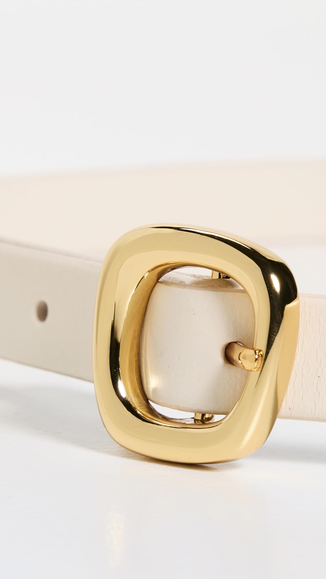 Madewell Women's Skinny Puffy Buckle Belt, Ivory, Off White, L