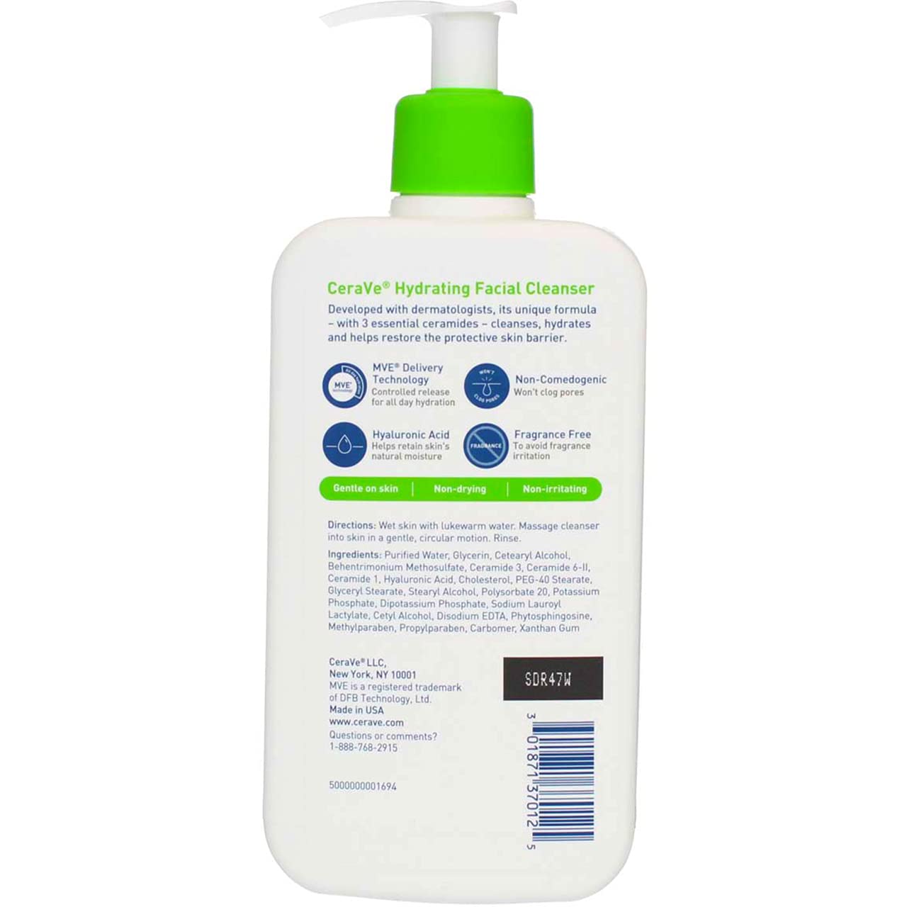 Cerave Facial Hydrating Cleanser 12 Ounce Pump (355ml) (6 Pack)