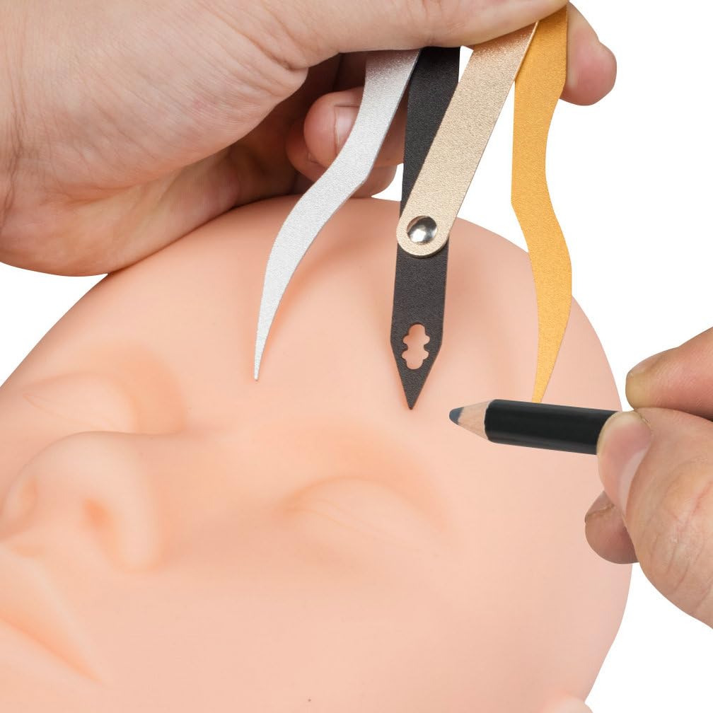 HOTWE Eyebrow Stencil Ruler for Microblading, Three-point Positioning Balance Ruler for Semi Permanent Makeup, Golden Ratio Caliper Measurement Tools