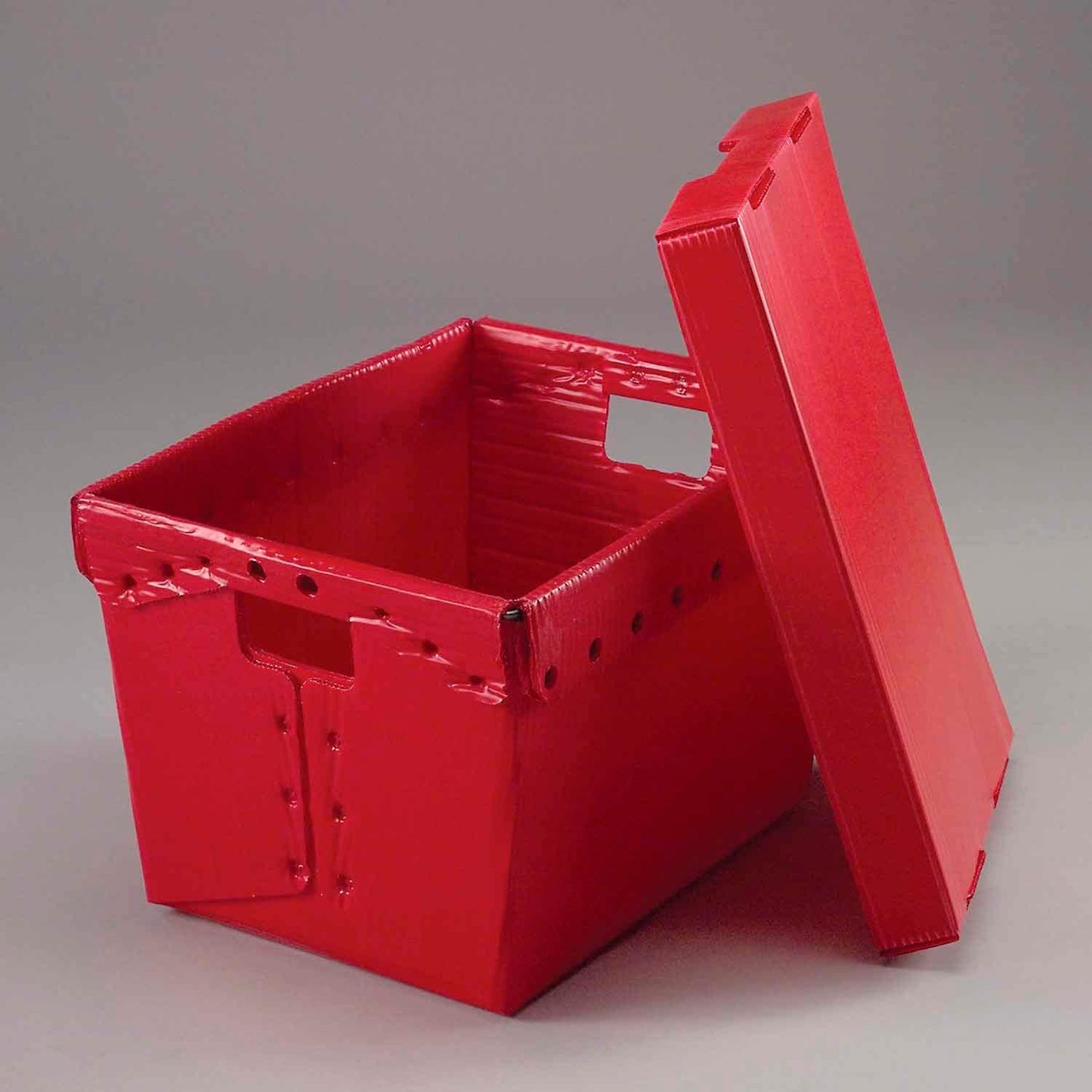 Global Industrial Postal Mail Tote Without Lid, Corrugated Plastic, Red, 18-1/2x13-1/4x12, Lot of 10