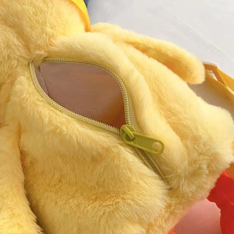 Ximimark 1 pc Cute Mini Little Yellow Duck Design Backpack, Chain Adjustable Strap Cartoon Fluffy Novelty Bag